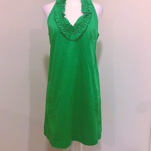 Green A-line dress.